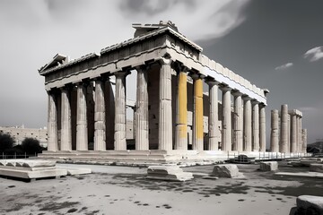 A large stone building with parthenon in the background Generative AI