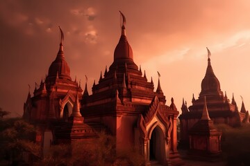 Fototapeta premium A large building with towers Generative AI