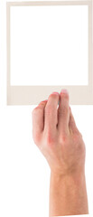 Human hand holding blank frame