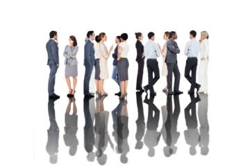 Many business people standing in a line