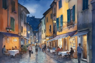 Obraz premium People walking in a street Generative AI