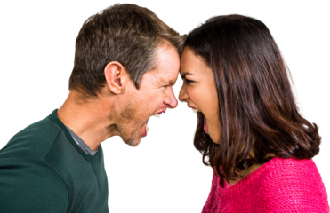 Couple yelling while standing head to head