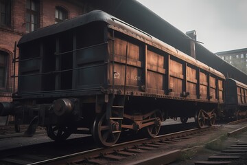 Obraz premium A train on the railway tracks Generative AI