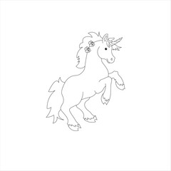 Hand-drawn unicorn design for coloring