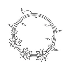 Printable Flower Coloring Pages frame with flowers