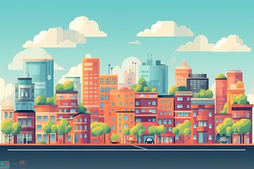 A cartoon of a city Generative AI