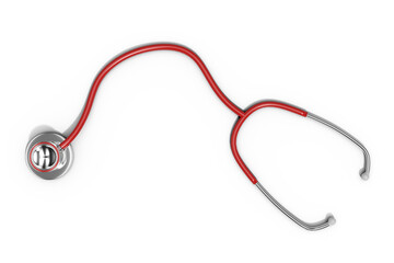 High angle view of red stethoscope