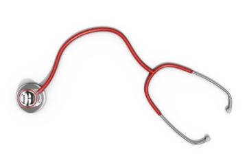 Foto op Plexiglas High angle view of red stethoscope © vectorfusionart