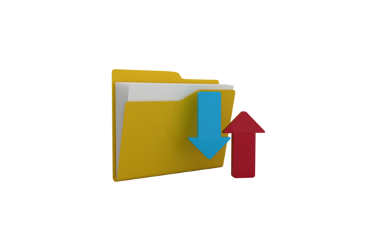 Illustration of folder with blue and red arrow sign