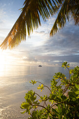 amazing sunset over the sea on a tropical island