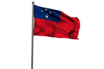 Fototapeta na wymiar Pole with waving flag of Samoa