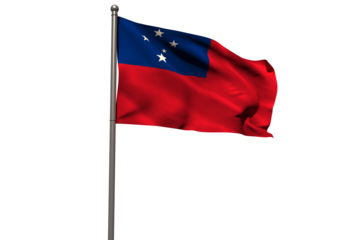Pole with waving flag of Samoa