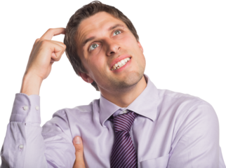 Close-up of thoughtful businessman looking up