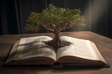 A plant on top of a book Generative AI
