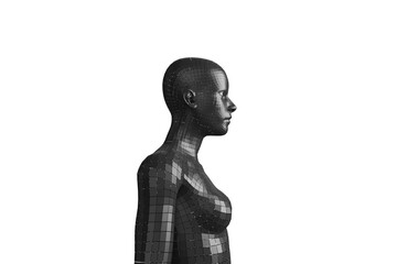 Profile view of black 3D woman