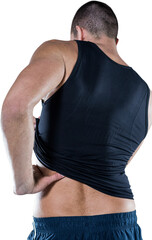 Rear view of athlete with back pain