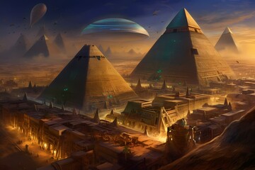 A group of pyramids in a desert Generative AI