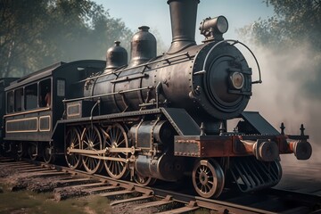Obraz na płótnie Canvas A train on the railway tracks Generative AI