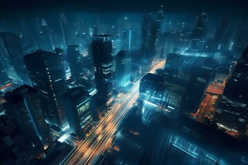 Obraz na płótnie Canvas A city street at night Generative AI