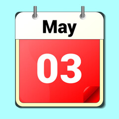 day on the calendar, vector image format, May 3