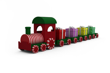 Fototapeta premium Train model with gift boxes
