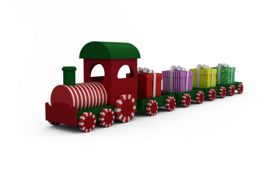 Train model with gift boxes