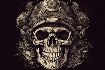 A skull with a black background Generative AI