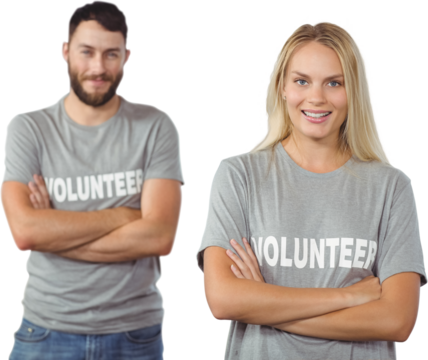 Portrait of smiling woman with colleague in office