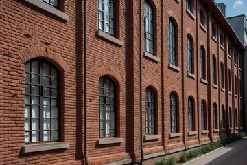 Fototapeta na wymiar A brick building with windows Generative AI