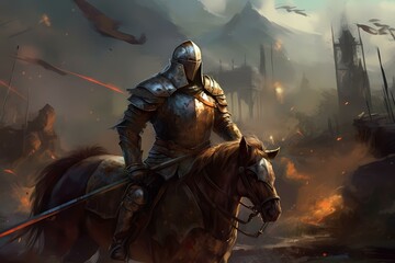 A person in armor riding a horse Generative AI