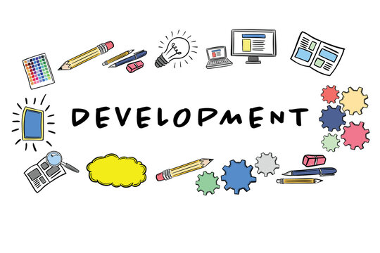 Development text surrounded by various icons