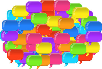 Graphic image of multi colored speech bubble symbols