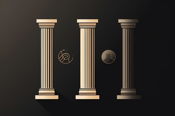 A group of gold and black columns Generative AI