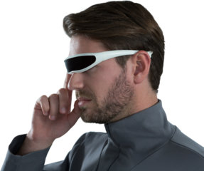 Man using virtual reality glasses
