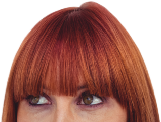Red head woman with copy space