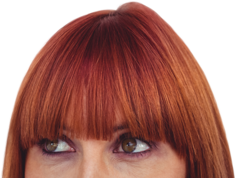 Red head woman with copy space