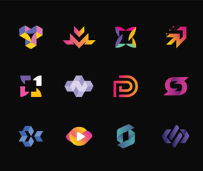 Abstract Icon Pack, Minimalist logo icon set , versatile icon package template  