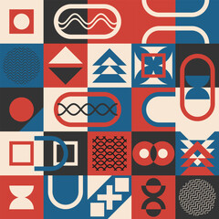 Bauhaus style seamless pattern. Background, poster. Vector illustration