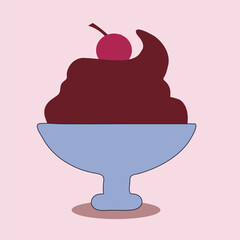 ice cream on a plate.ice cream cone.Bright ice cream in a cup. Cute cartoon vector illustration isolated on white