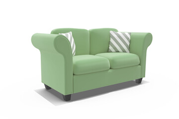 Fototapeta premium 3d illustration of green sofa with cushions 