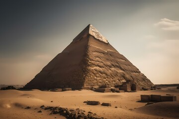 Naklejka na ściany i meble A pyramid in the desert Generative AI