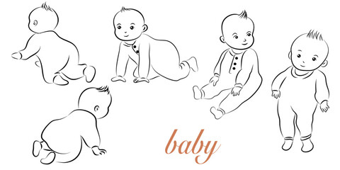 Doodle style on the girl plays with her favorite dog