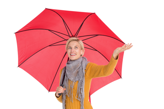 Woman checking to see if its raining