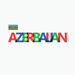 Azerbaijan colorful typography with its vectorized national flag and overlapping letters. Central Asian country RGB typography.