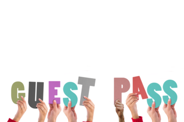 Hands holding up guest pass