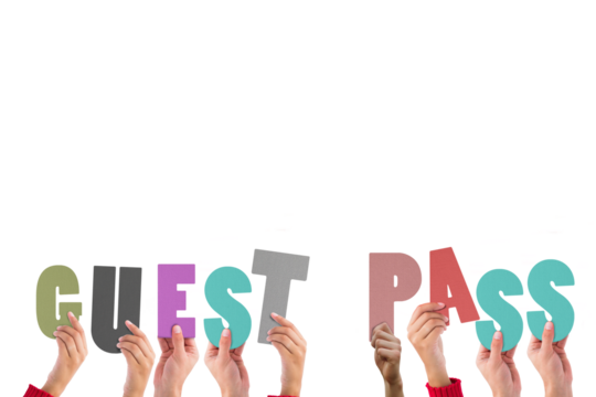 Hands holding up guest pass