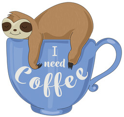 Sloth on coffee cup icon © vectorfusionart