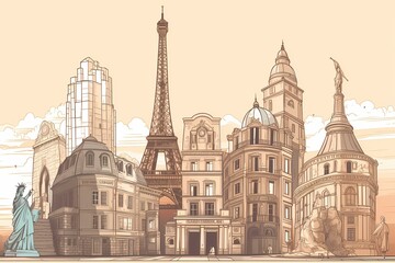 Fototapeta premium A cartoon of a city Generative AI