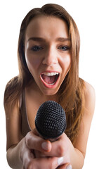 Pretty young girl singing passionately