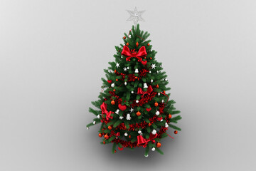 High angle view of green Christmas tree